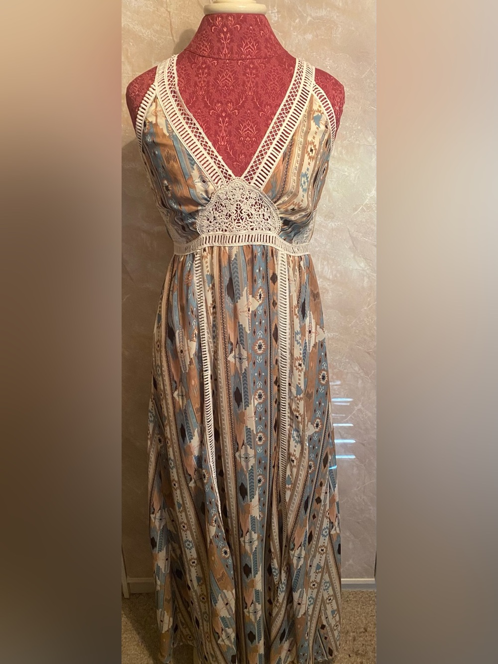 the clothing company Crochet-Trim Maxi Dress